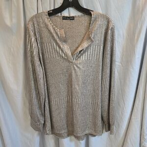 Kim & Cami Metallic Silver Blouse